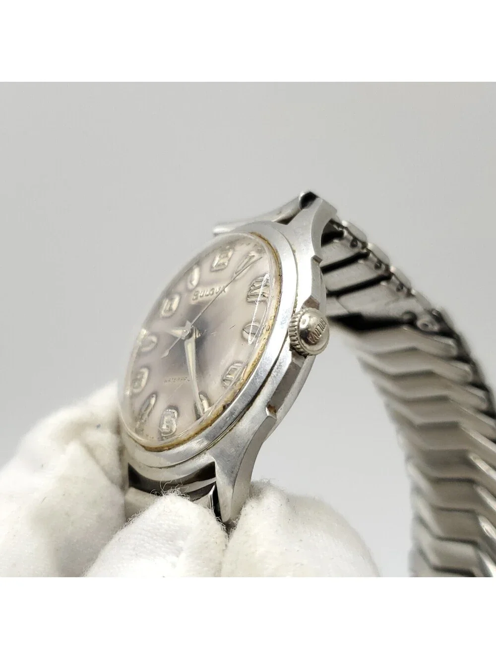 Vintage 1961 Bulova Waterproof 32mm Mechanical Watch Running Silver Tone M1